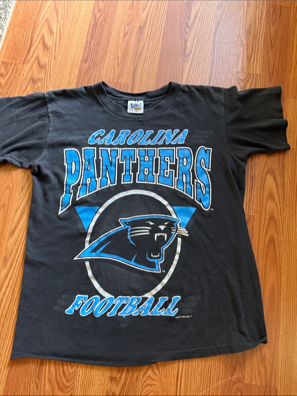 Carolina Panthers mens vintage official fansBlack Graphic Football Tee